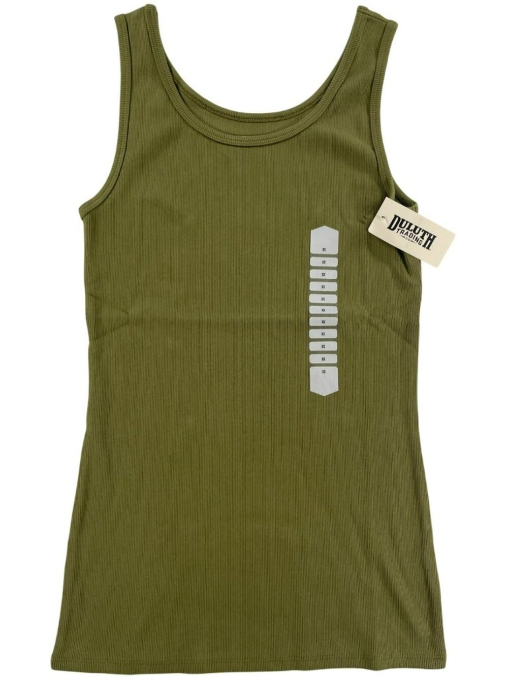 Duluth Trading Co No-Yank Rib Tank Top Olive Green Casual Women's Size XS NEW